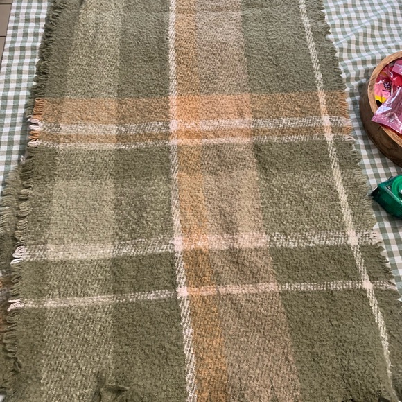 Steve Madden Accessories - Steve Madden Olive and Rust Plaid Scarf